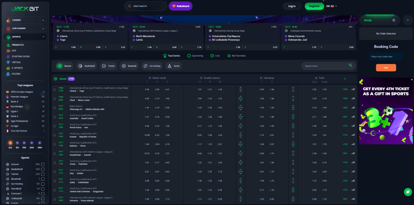 Apostas esportivas Jackbit