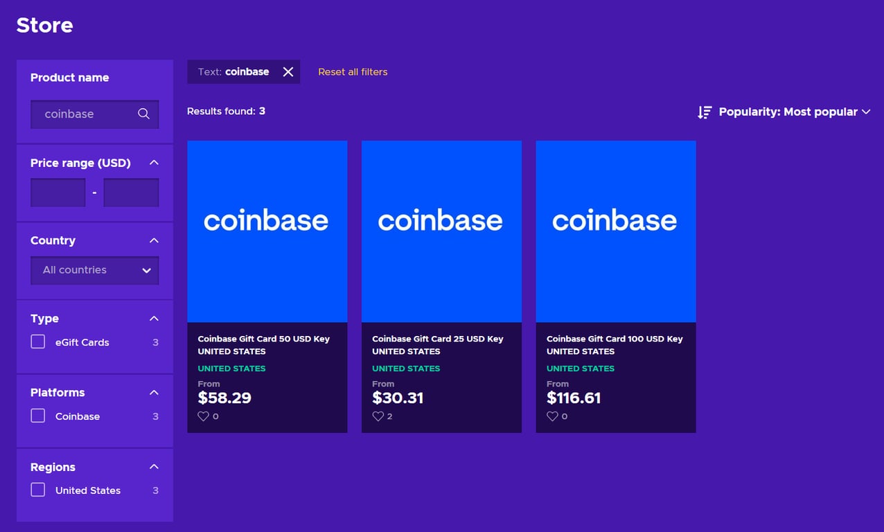 Cartão-presente Eneba coinbase