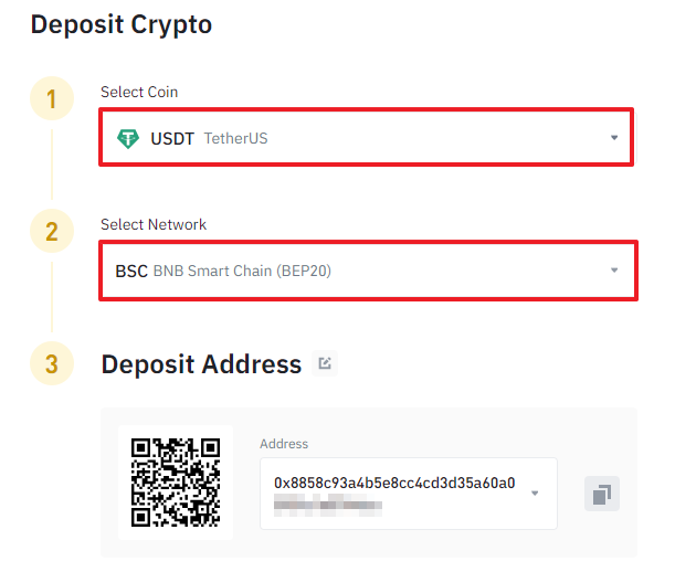 depositar USDT (BEP20) na Binance