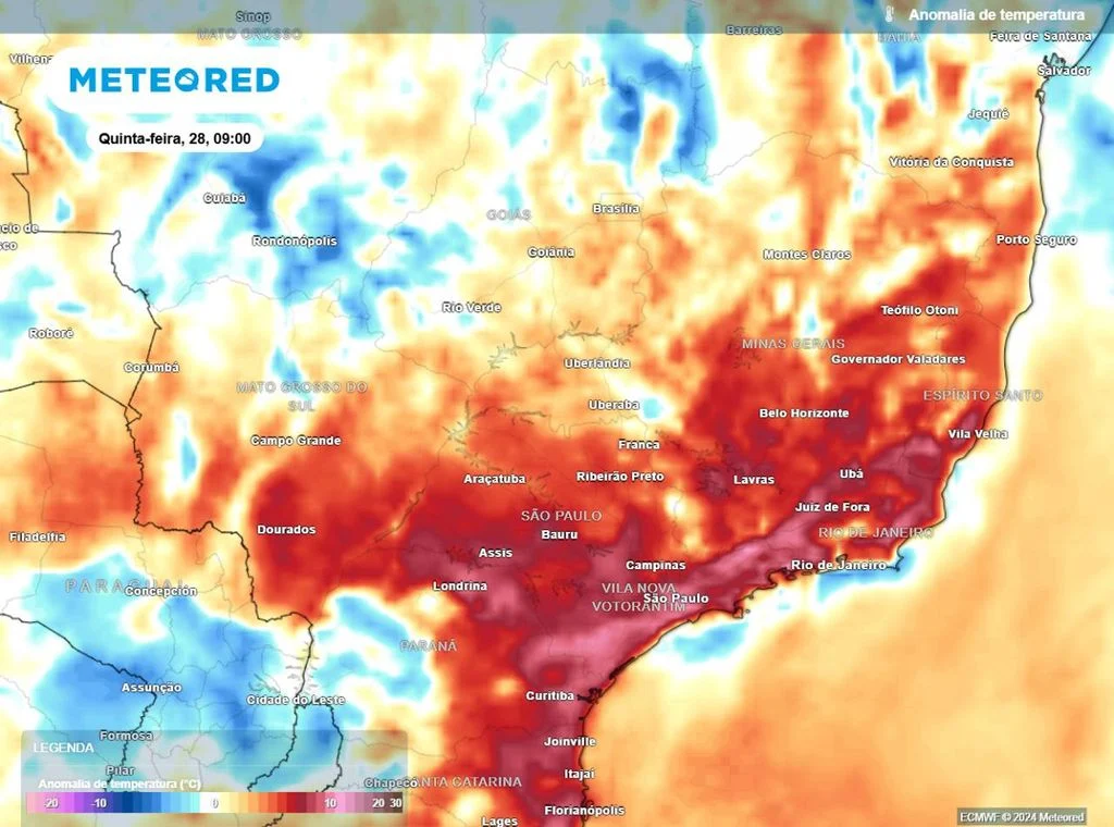 Mapa de calor fora do Sudeste