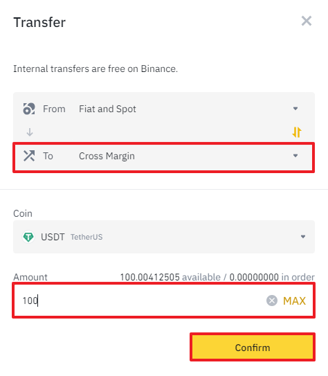 transferir fundos da carteira à vista para a carteira de margem no binance