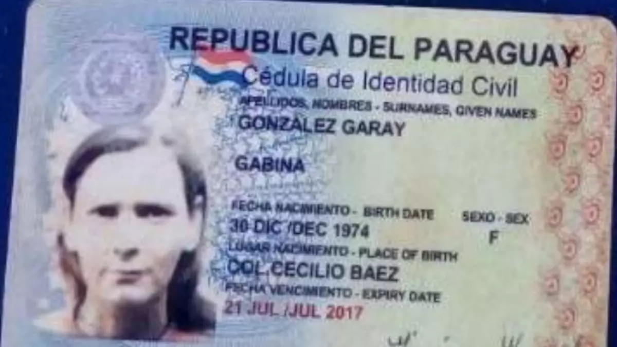 Identidade de Gabina no Paraguai | Foto: Reprodução