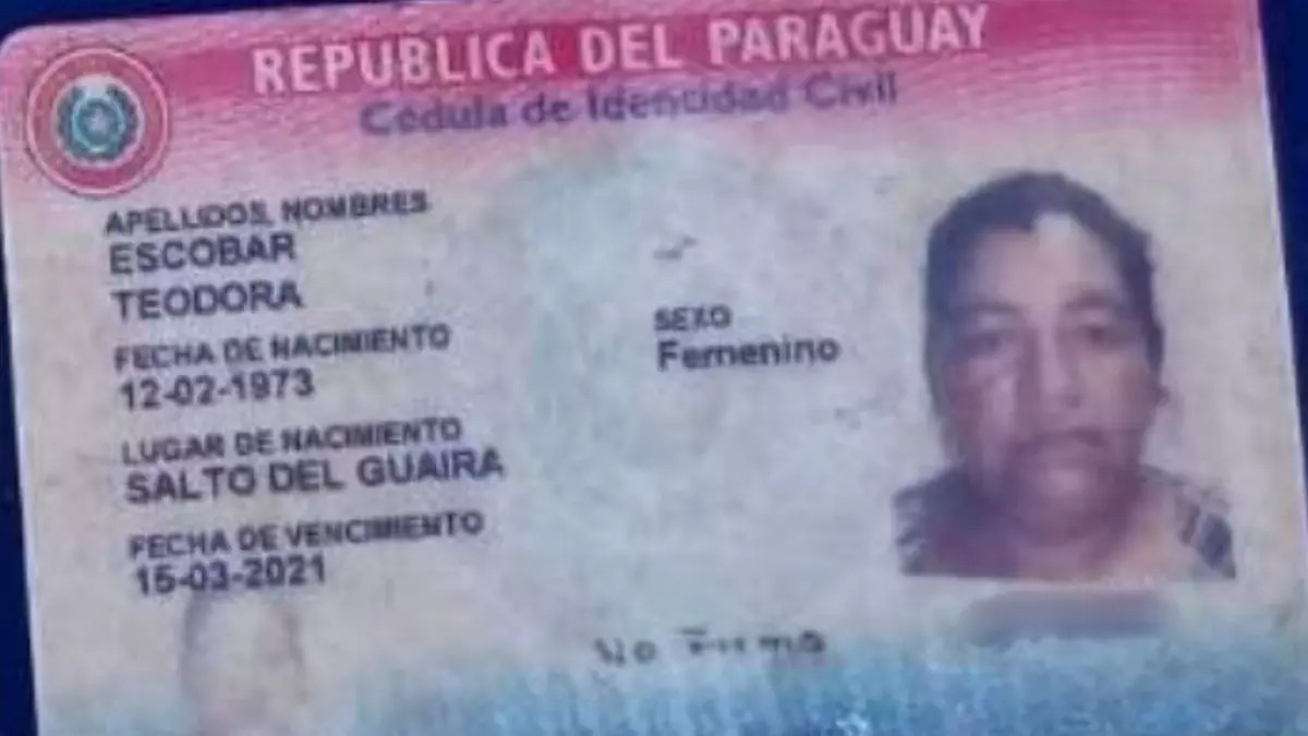 Identidade de Teodora no Paraguai | Foto: Reprodução