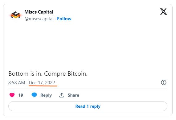 Mises Capital alerta sobre horário de entrada não-Bitcoin