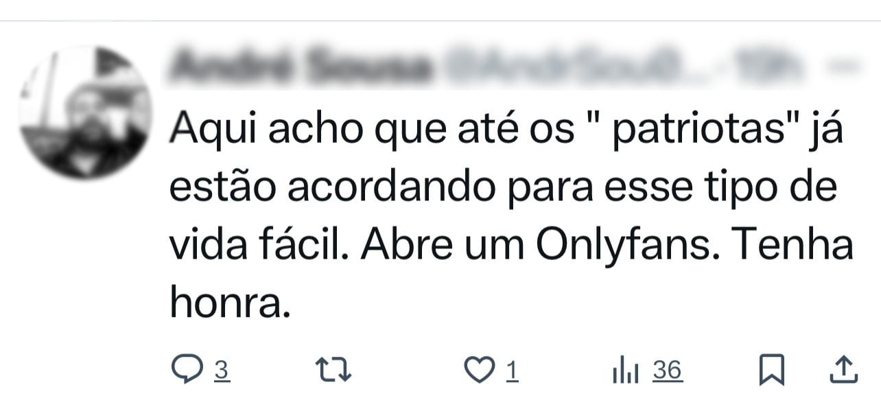 Perfil de esquerda sugeriu que menina de 13 anos abrisse OnlyFans para financiar carreira | Foto: Reprodução