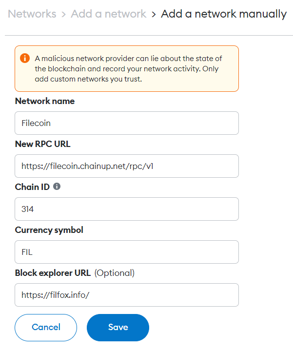 MetaMask adiciona Filecoin