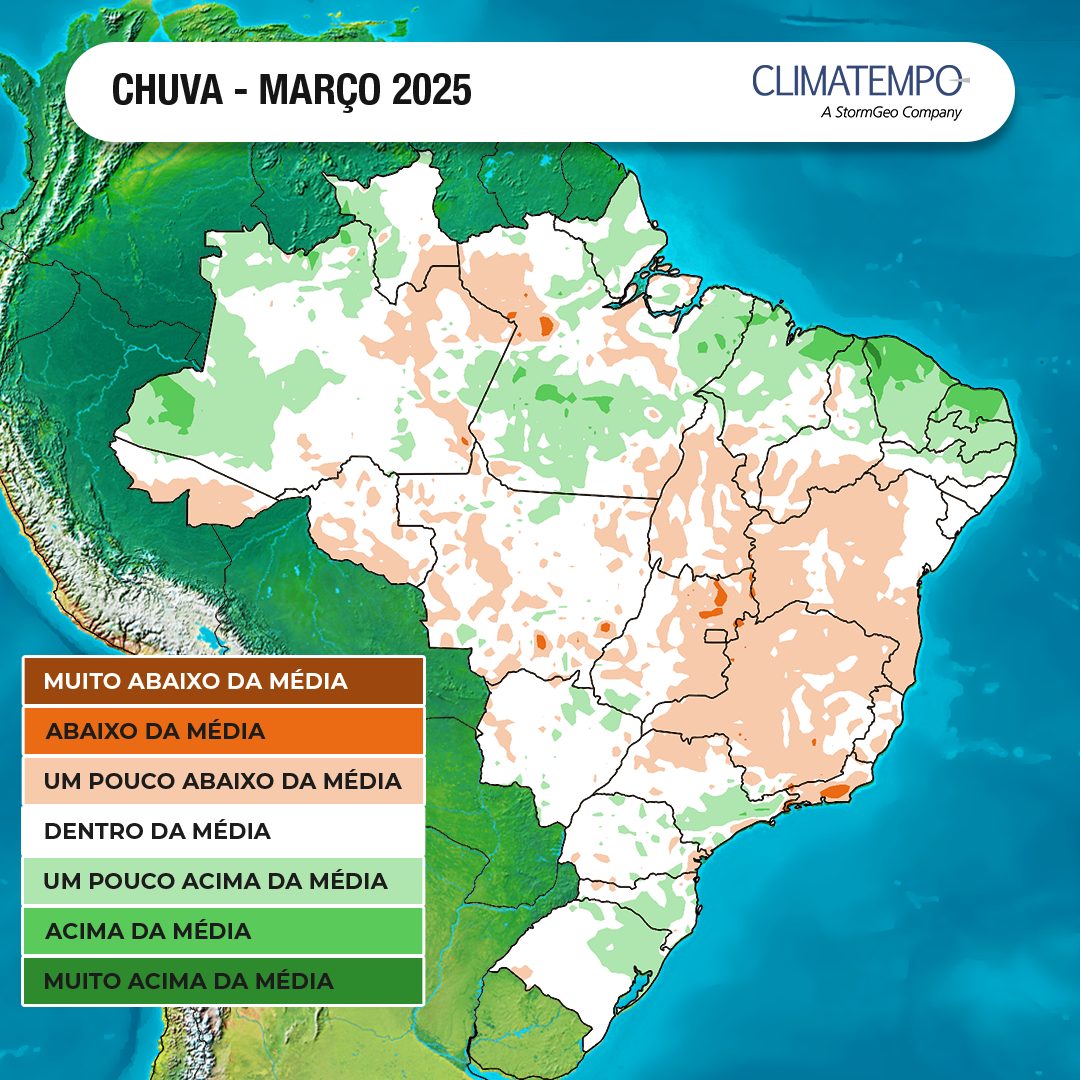 Apesar da previsão de chuvas mais regulares na segunda metade do mês, a persistência do bloqueio atmosférico durante a primeira quinzena de março resultará em um volume pluviométrico inferior ao esperado | Foto: Divulgação/Climatempo