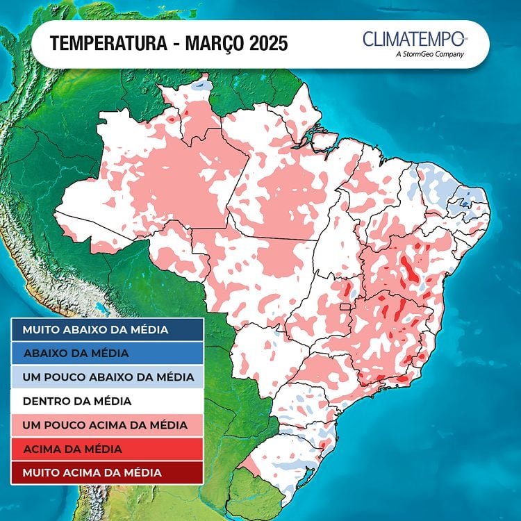 A quebra do bloqueio atmosférico permitirá a formação de áreas de baixa pressão no interior do país, o que resultará no aumento da instabilidade atmosférica | Foto: Divulgação/Climatempo