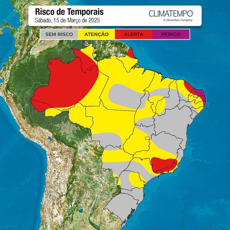 Algumas regiões enfrentarão onda de calor, enquanto outras experimentarão frente fria e chuvas intensas | Foto: Divulgação/Climatempo