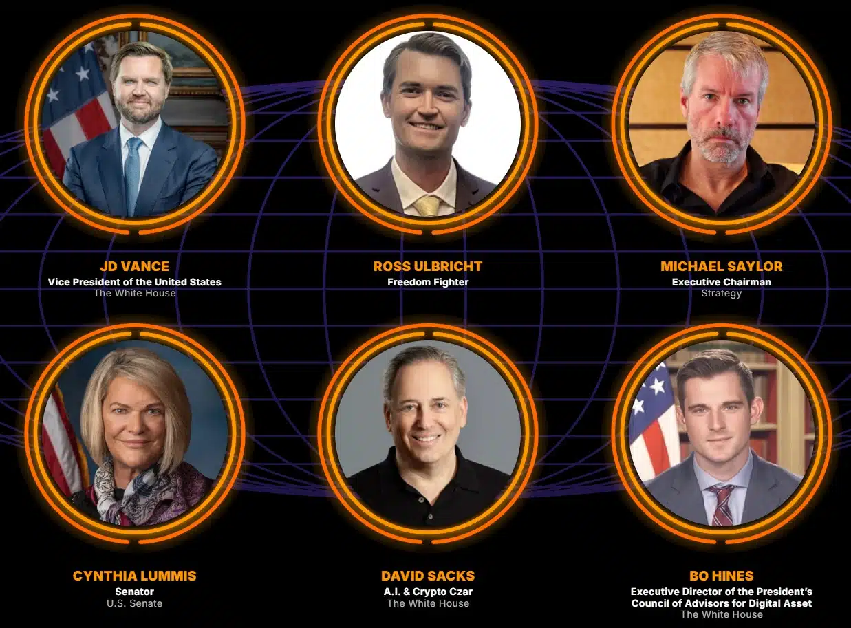 Conferência Bitcoin 2025 reúne os maiores players da indústria nesta semana, veja a lista de participantes Noticias No BR 1 Principais nomes na conferência Bitcoin 2025, a ser realizada entre esta terça-feira (27) e a próxima quinta-feira (29). Fonte: Bitcoin 2025/Reprodução.