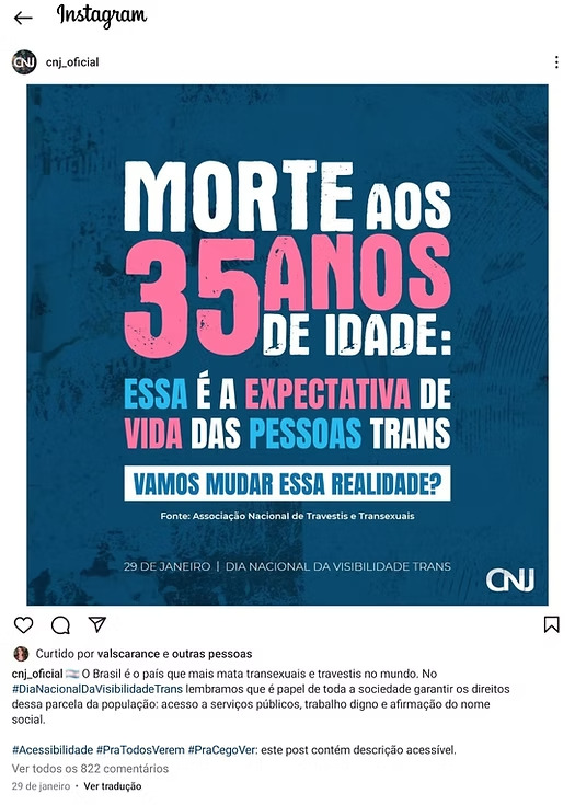Matria processa CNJ por uso de dados sobre violência contra trans / Noticias No BR 1 Associação processa CNJ por reproduzir dados não oficiais sobre violência contra pessoas trans