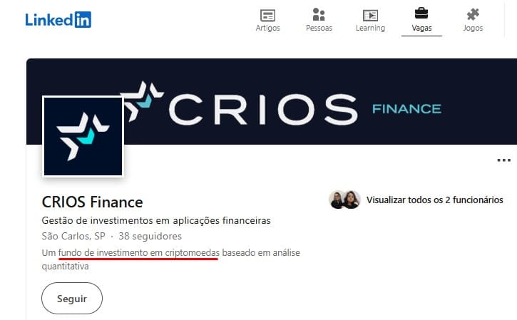 Crios Finance se apresenta como fundo de investimentos, mas não tem registro na CVM