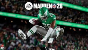 Saquon Barkley estampa capa do Madden NFL 26 em jogada épica