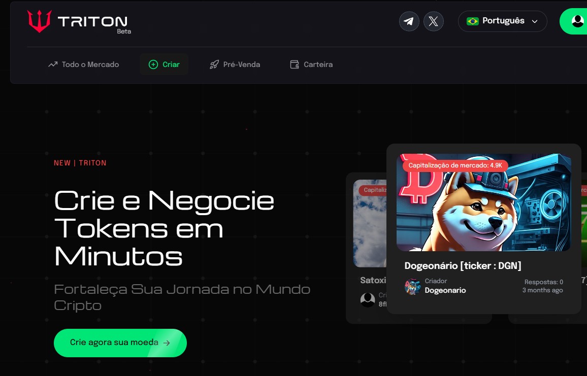 "Pump.fun brasileira" permite criar tokens em segundos e aceita PIX Noticias No BR 1 Triton criar memecoin