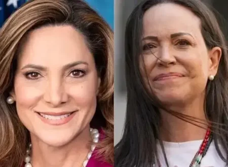 María Elvira Salazar acompanha Corina Machado na entrega do Nobel