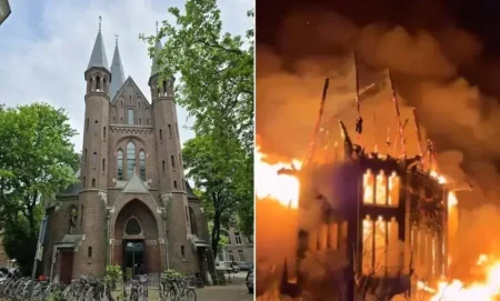 Incêndio destrói a histórica igreja Vondelkerk em Amsterdã